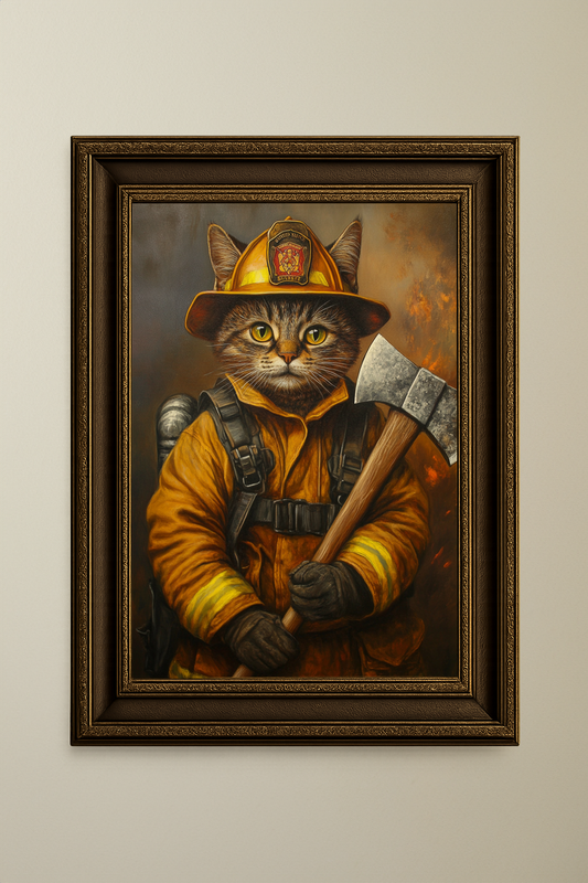 The Firefighter - Cat Pet Portrait